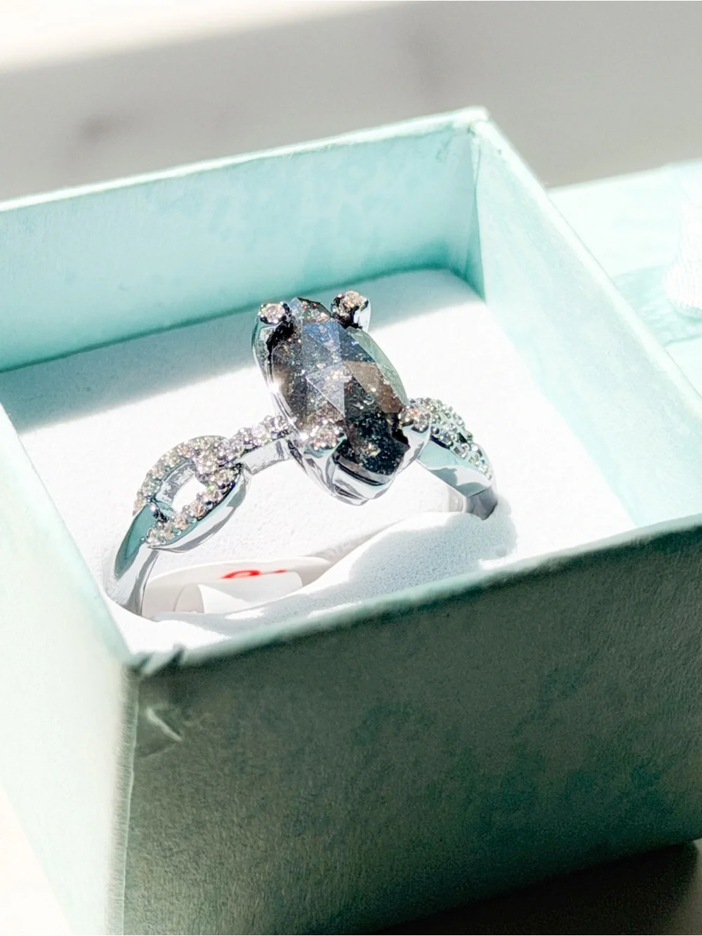 Bomb Party Symphony of 3 Lab-Created Ice Crystal Ring Rhodium Plated Size 10
